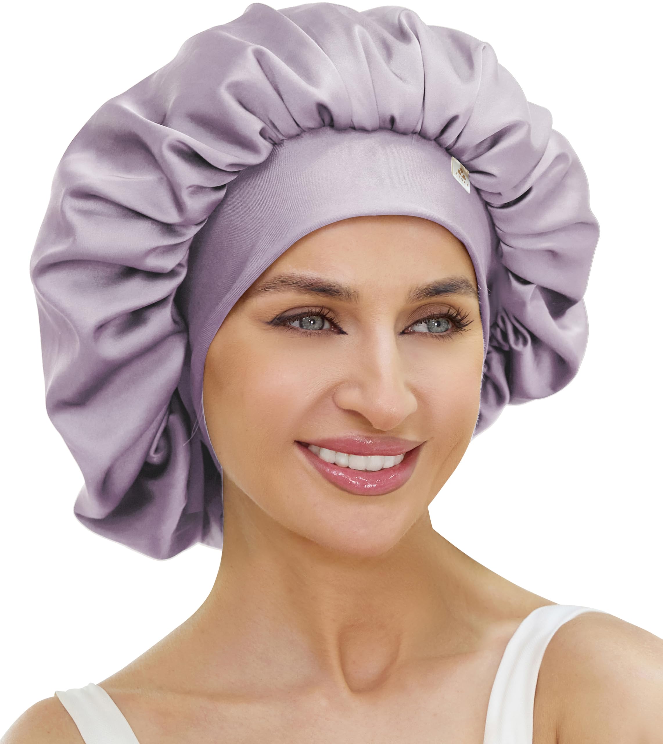 ATNKE Silk Bonnet for Sleeping Women Soft Double Layer Satin Lined Silk Hair Wrap Night Sleep Cap with Elastic Band for Long Jumbo Curly Braids