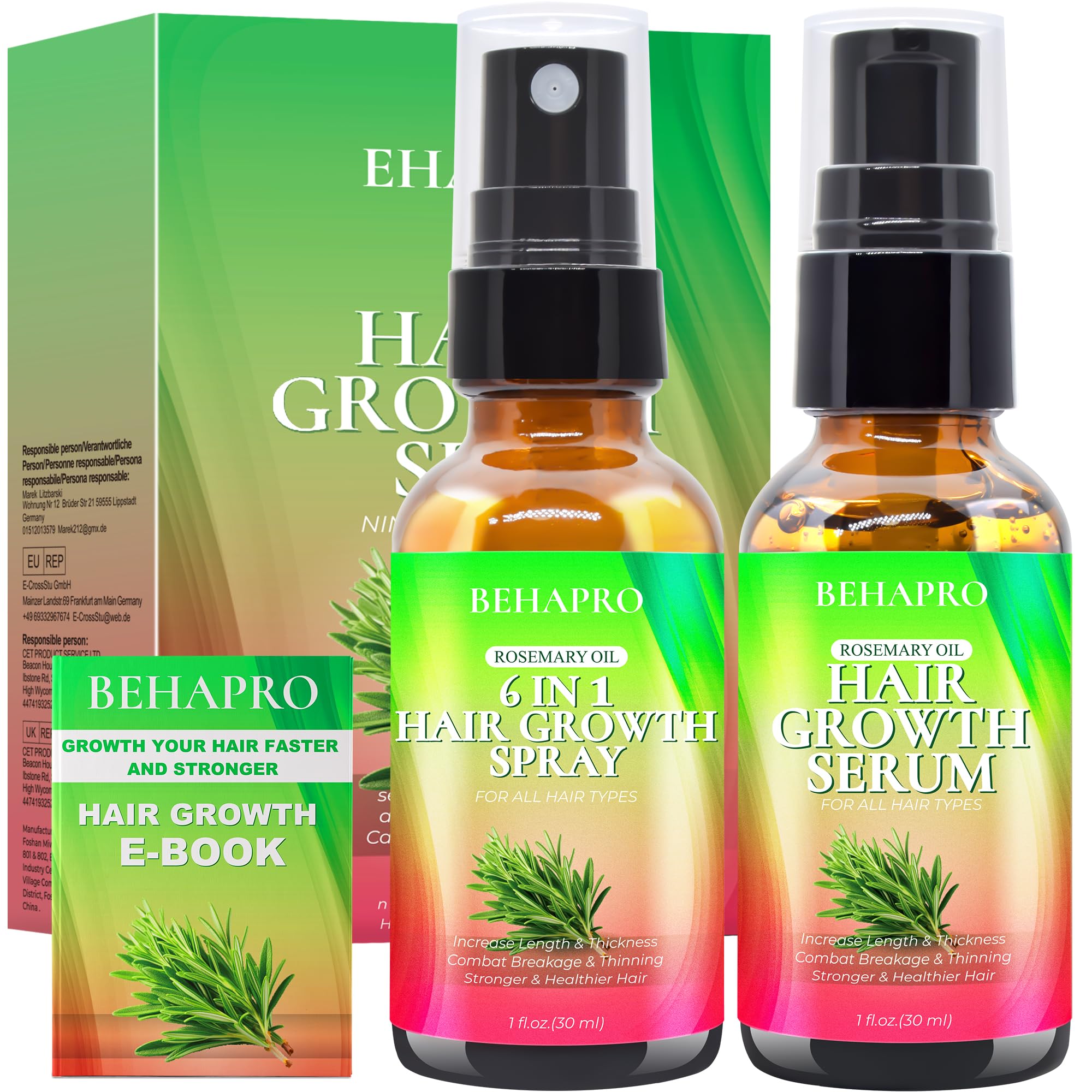 Rosemary Oil for Hair Growth,with Serum for Hair Growth,Heat Protectant Spray,Biotin Argan Oil Hair Growth Products for Thinning Hair & Hair Loss