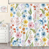 COZZSNUGE Cute Floral Shower Curtain, Watercolor Colorful Flower Leaves Trendy Plant Bathroom Curtain 180 x 180 cm, Water Repellent Mildew Resistant
