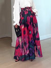 Fuchsia Tie-Dye High-Waisted Wide-Leg Pants