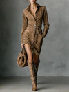 Women's Long-sleeved Blouse Dress With Belt