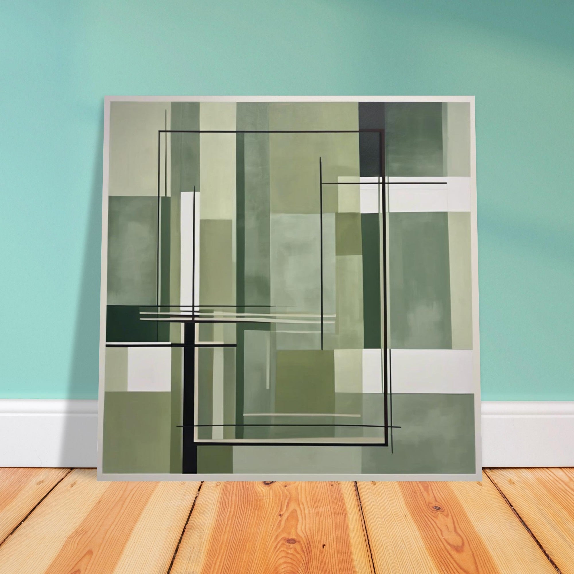 Sage Green Abstract Wall Art Print – Minimalist Geometric Poster, Modern Neutral Scandinavian Living Room Decor