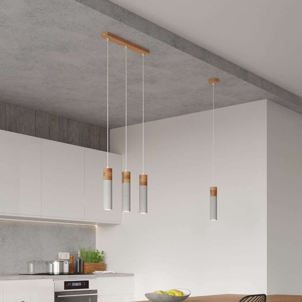 Pendant lamp concrete, wood Zane industrial Design GU10