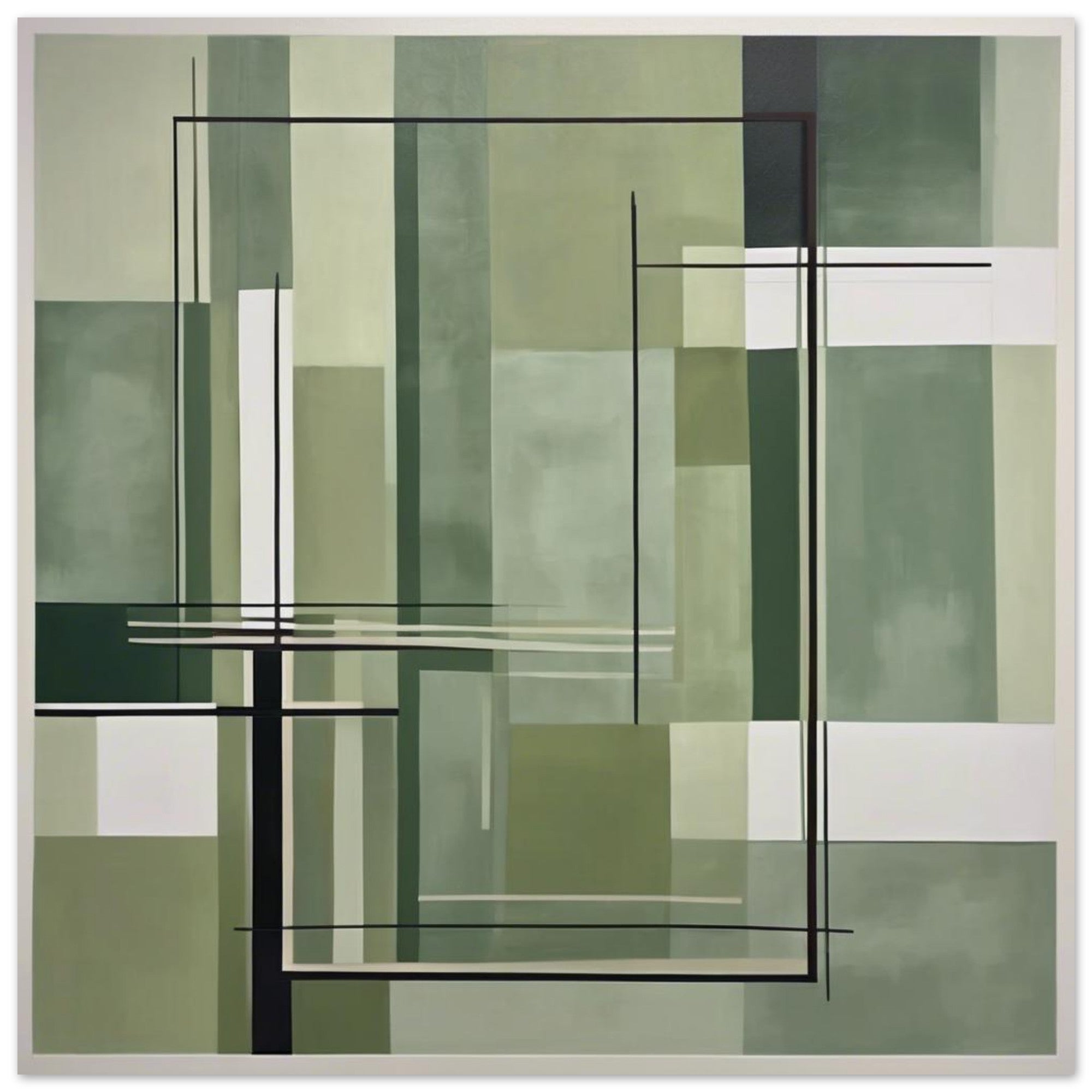 Sage Green Abstract Wall Art Print – Minimalist Geometric Poster, Modern Neutral Scandinavian Living Room Decor