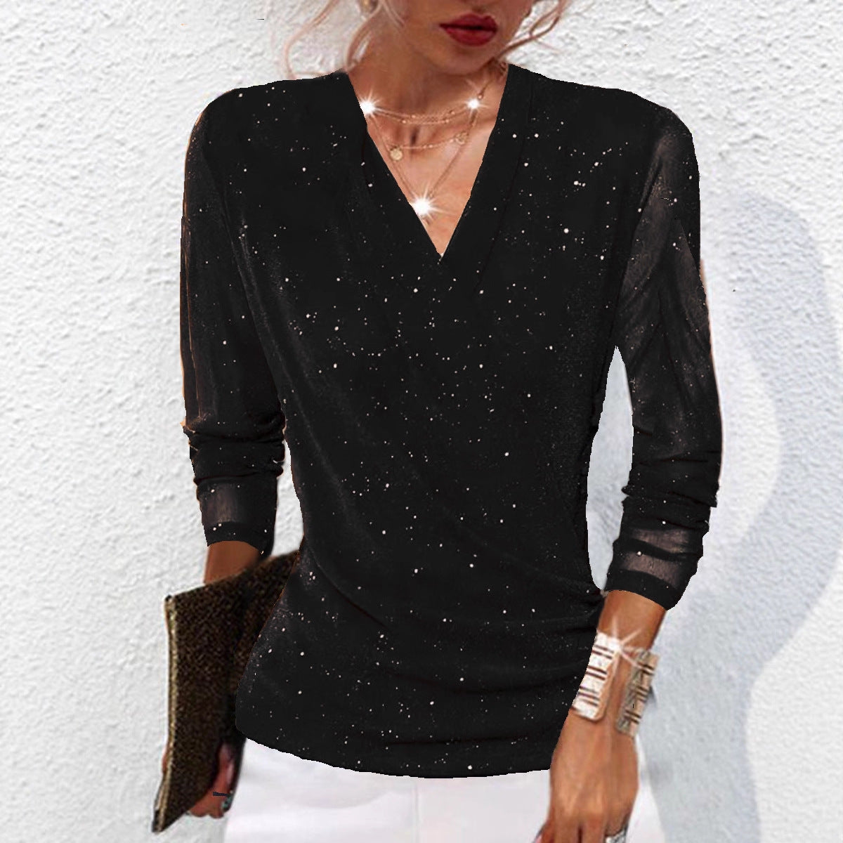Women's Cross V-Neck Mesh Base Top