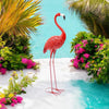 Flamingo Garden Ornament - Metal - L30 x W50 x H150 cm - Pink