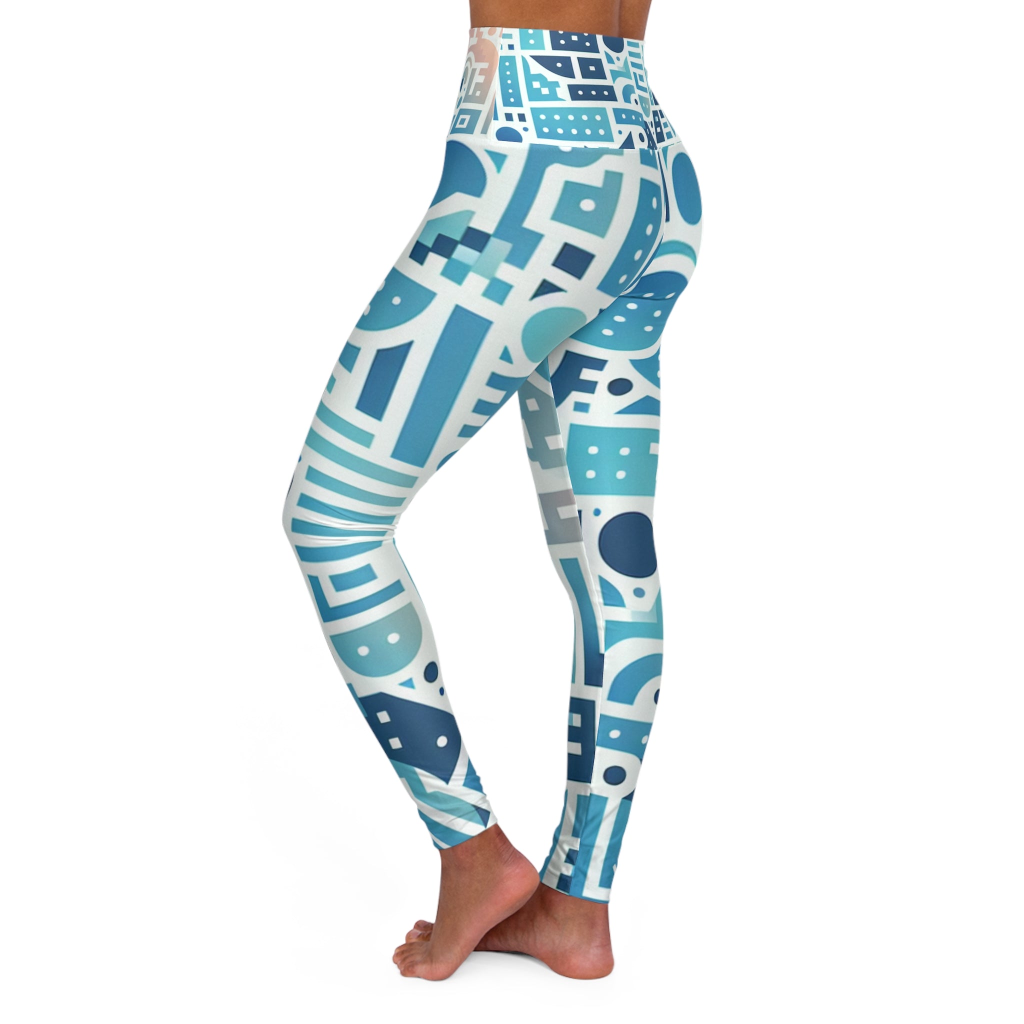 Elara Sinclair Pastel Blue High-Waisted Leggings - Modern Gradation Design for Gym & Casual Wear