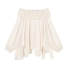 Off-shoulder Long Sleeve Chiffon Shirt Loose Mid-length Thin Top