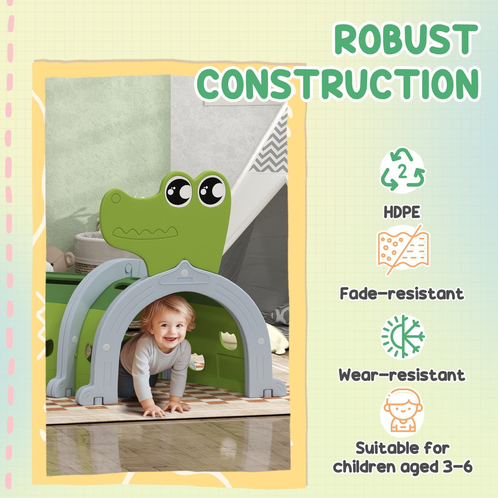 AIYAPLAY Kids Play Tunnel for Crawl and Climb, Toddler Tunnel for 3-6 Years Old