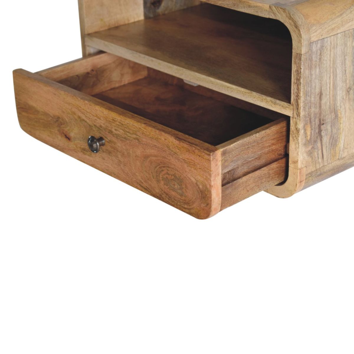 Artisan Furniture Solid Wood Large Oak-ish Curve Upper Slot Floating Bedside