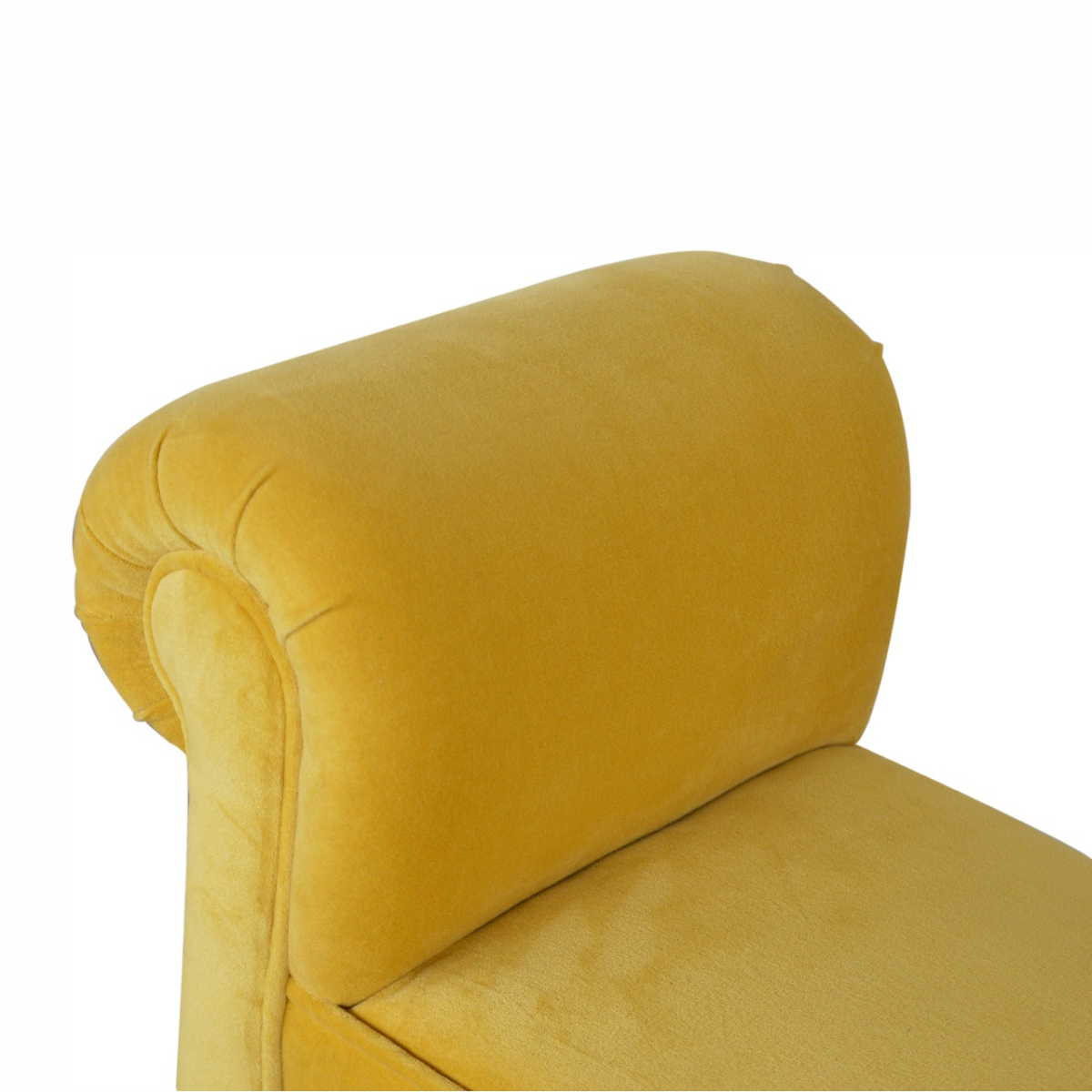 Artisan Furniture Solid Wood Mini Mustard Velvet Bench