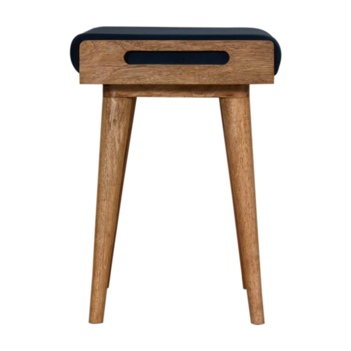 Artisan Furniture Solid Mango Wood Teal Velvet Tray Style Footstool