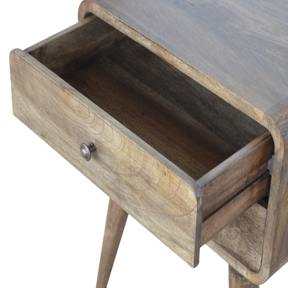 Artisan Furniture Solid Wood Curved Classic Grey Washed Bedside