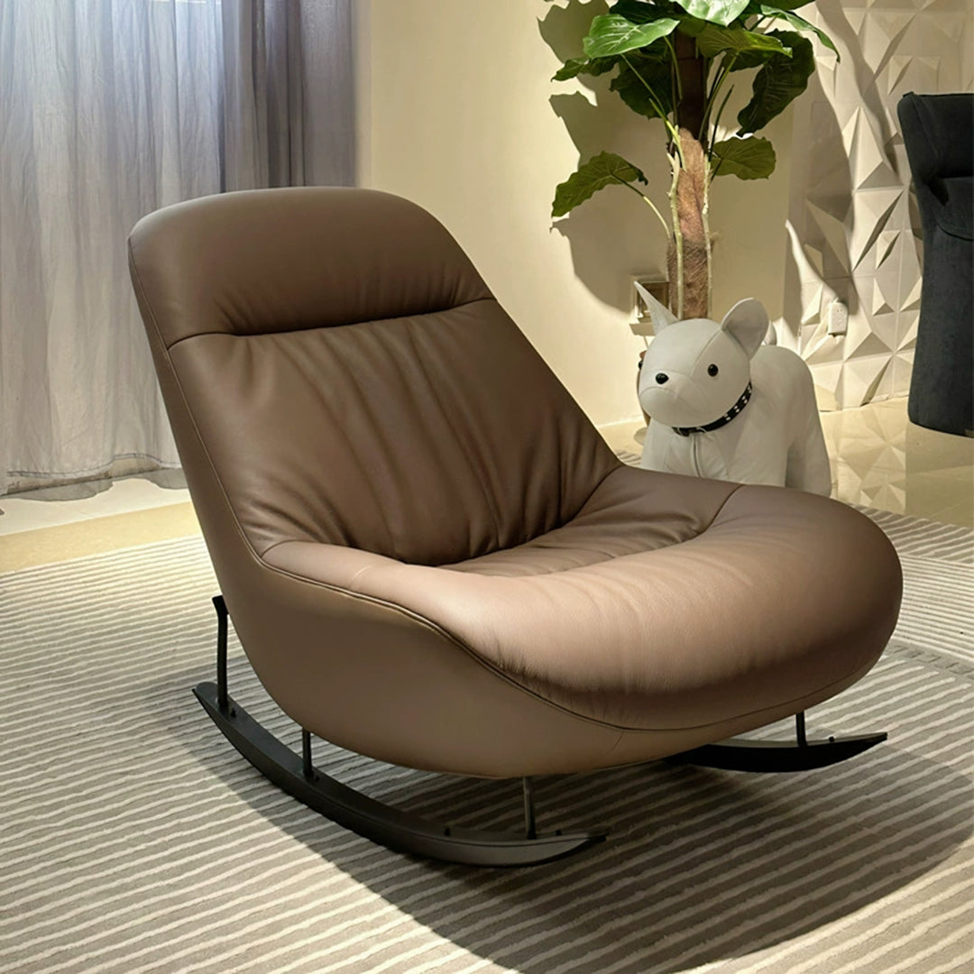 Lutz Rocking Chair With Footstool, Leather