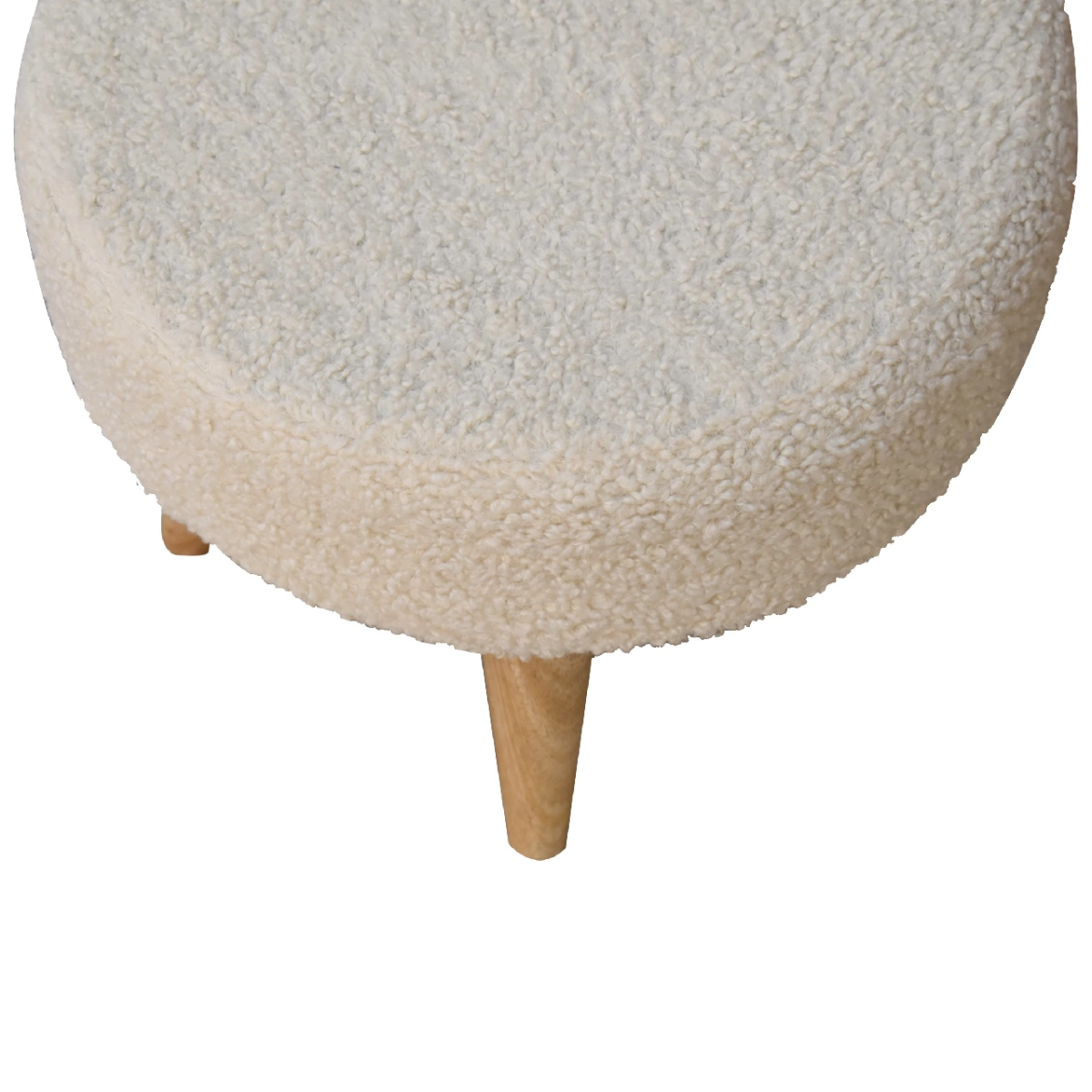 Artisan Furniture Solid Mango Wood Cream Boucle Petite Footstool