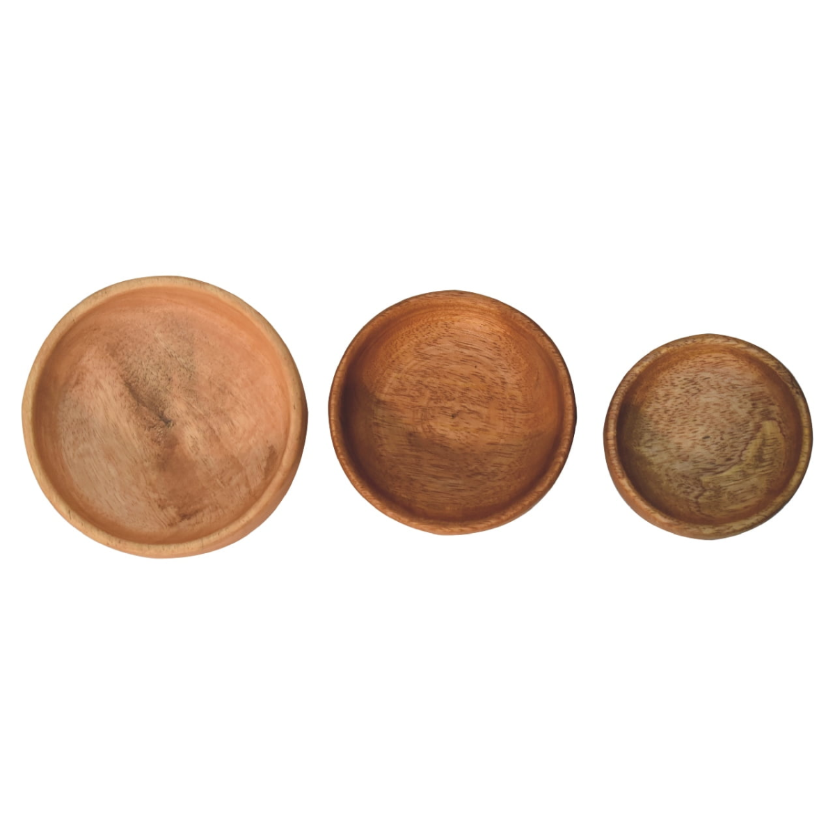 Artisan Furniture Serveware - Solid Wood Fruit Bowl Set of 3, Light Brown