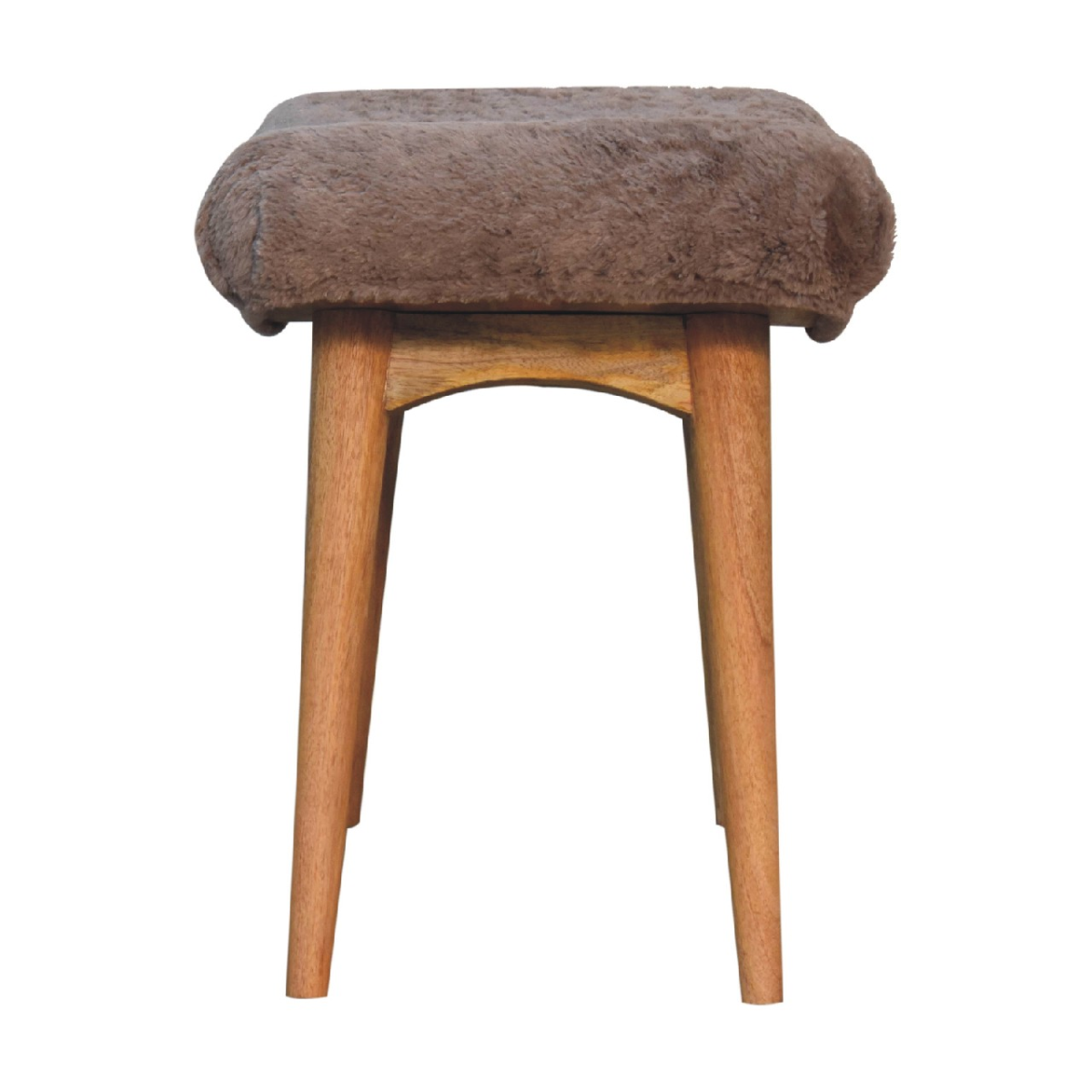 Artisan Furniture Solid Wood Mocha Faux Fur Curved Bench