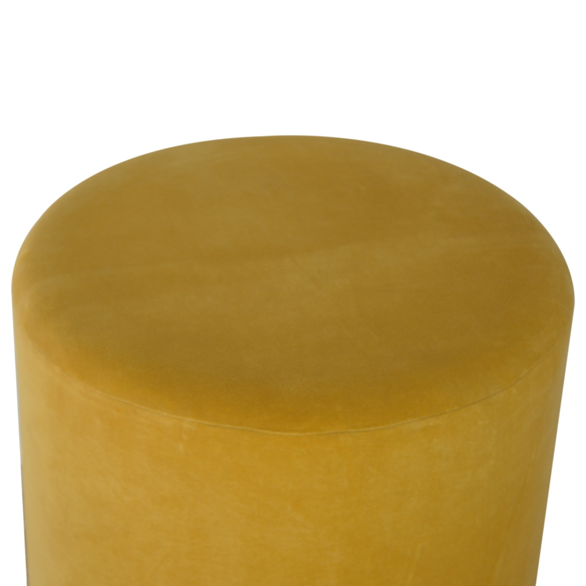 Artisan Furniture Solid Mango Wood IN818 - Mustard Velvet Footstool with Gold Base