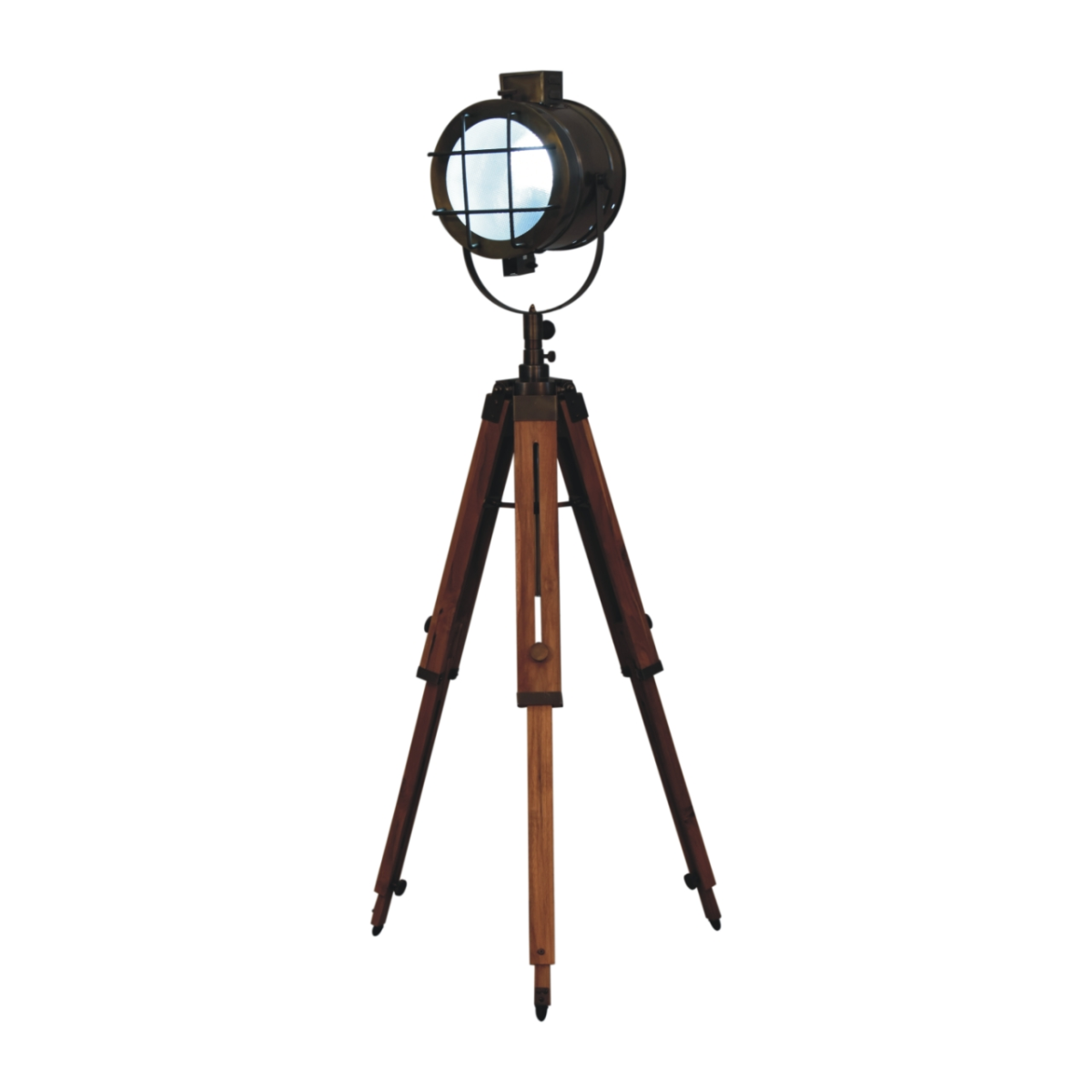 Artisan Furniture Home Decor Accessories - Caged Brass Spotlight Floor Lamp