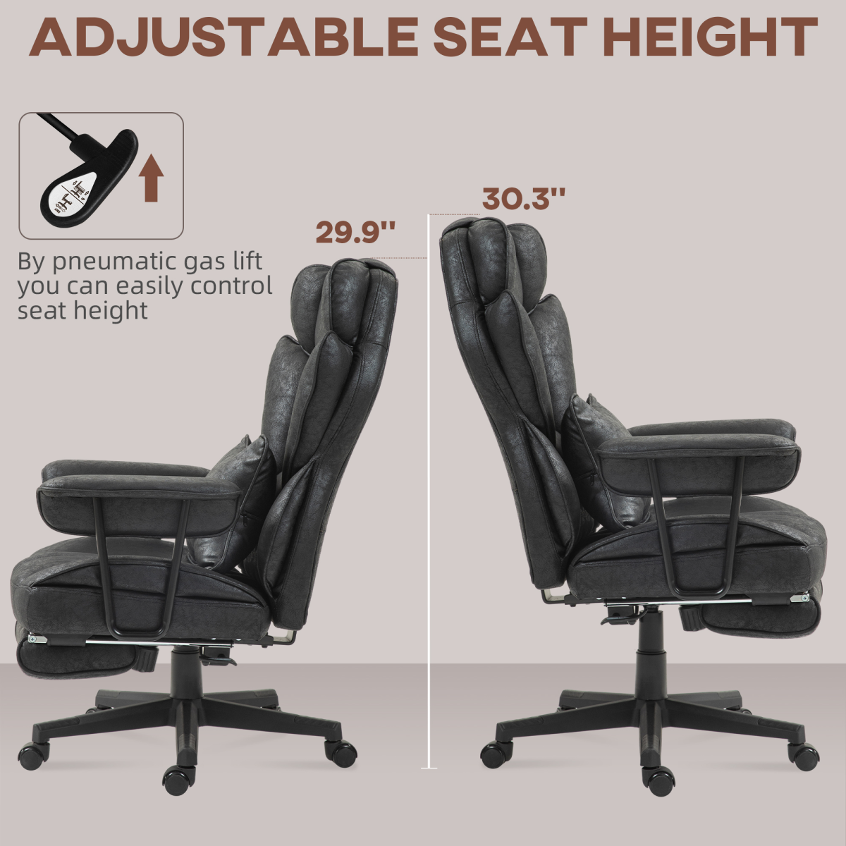 HOMCOM Massage Office Chair, Heated Reclining Desk Chair, Black