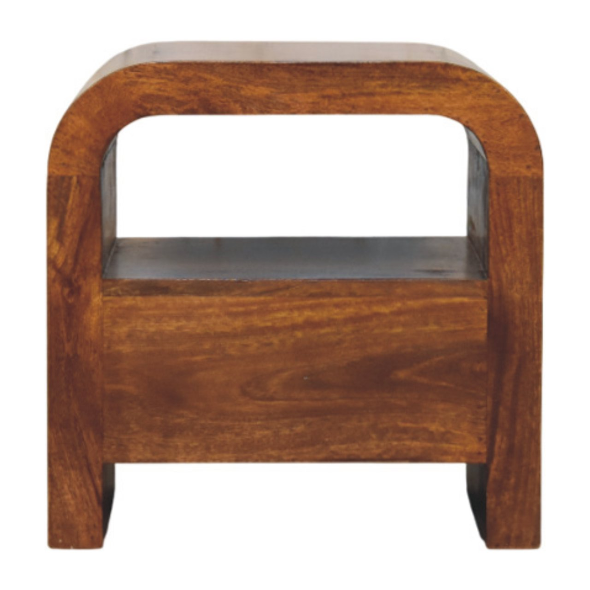 Artisan Furniture Solid Wood Darcy Chestnut Nightstand, 1 Drawer and Open Shelf, Dark Brown