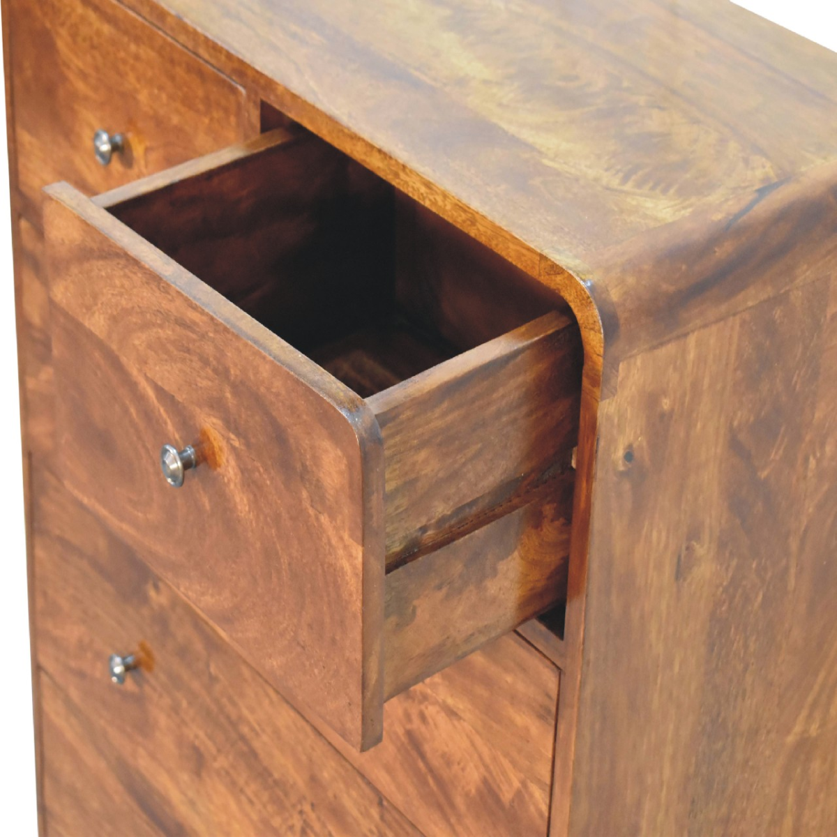 Artisan Furniture Solid Mango Wood 2 over 3 Curved Chestnut Chest