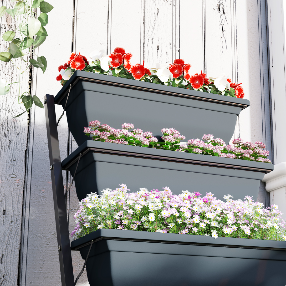 Outsunny 5-Tier Raised Garden Bed, Ladder Planter with 5 Removable Boxes