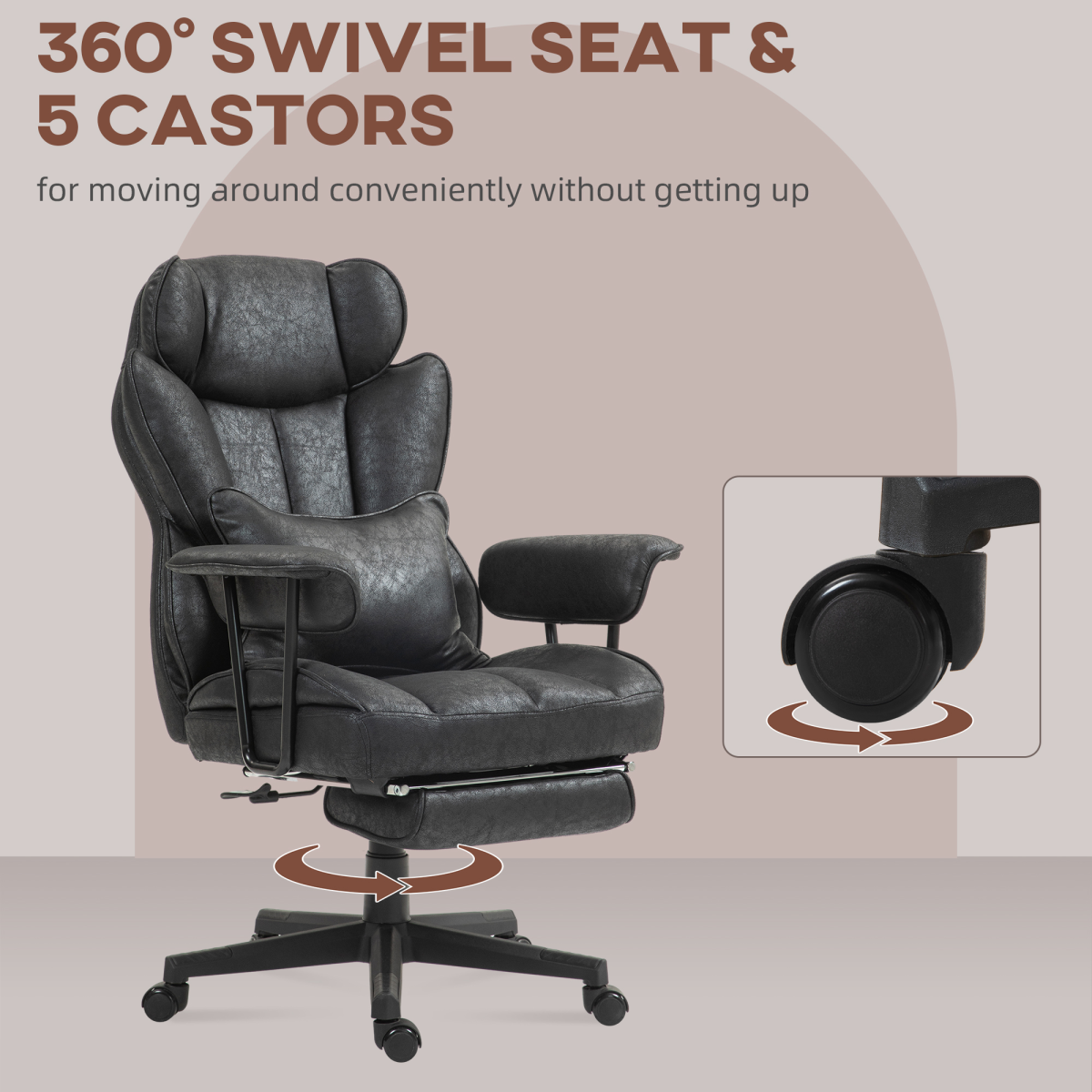 HOMCOM Office Chair, Ergonomic Desk Chair with Foot Rest, Black