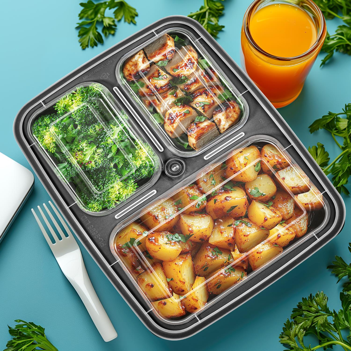 VINSANI 20pk 3 COMPARTMENTS MEAL PREP CONTAINERS 1010477