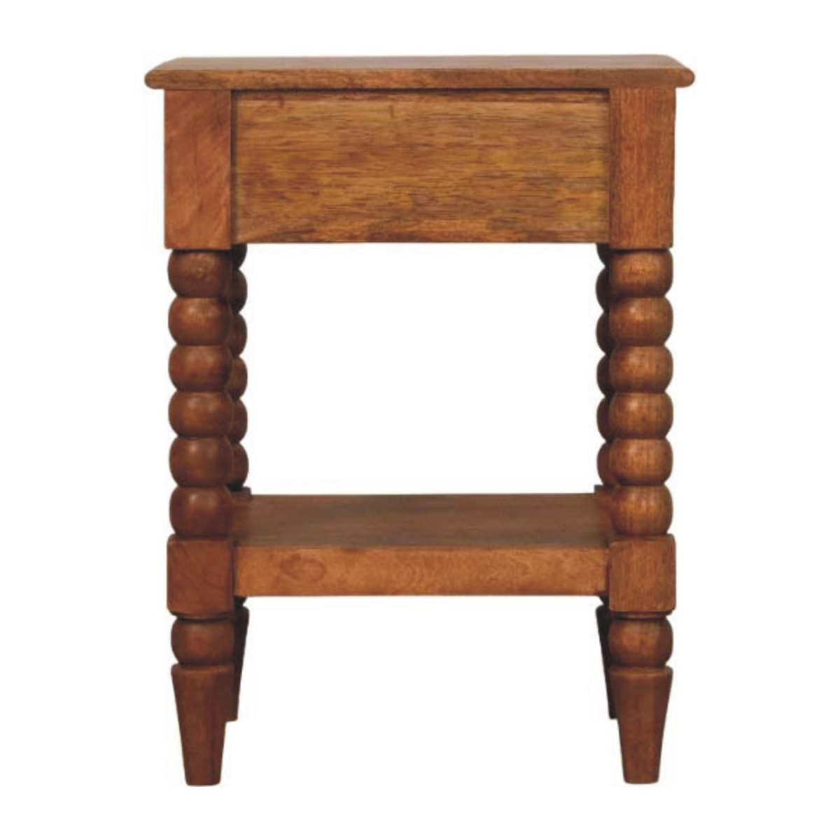 Artisan Furniture Solid Wood Spindle Bedside, 1 Drawer, 1 Shelf, Brown