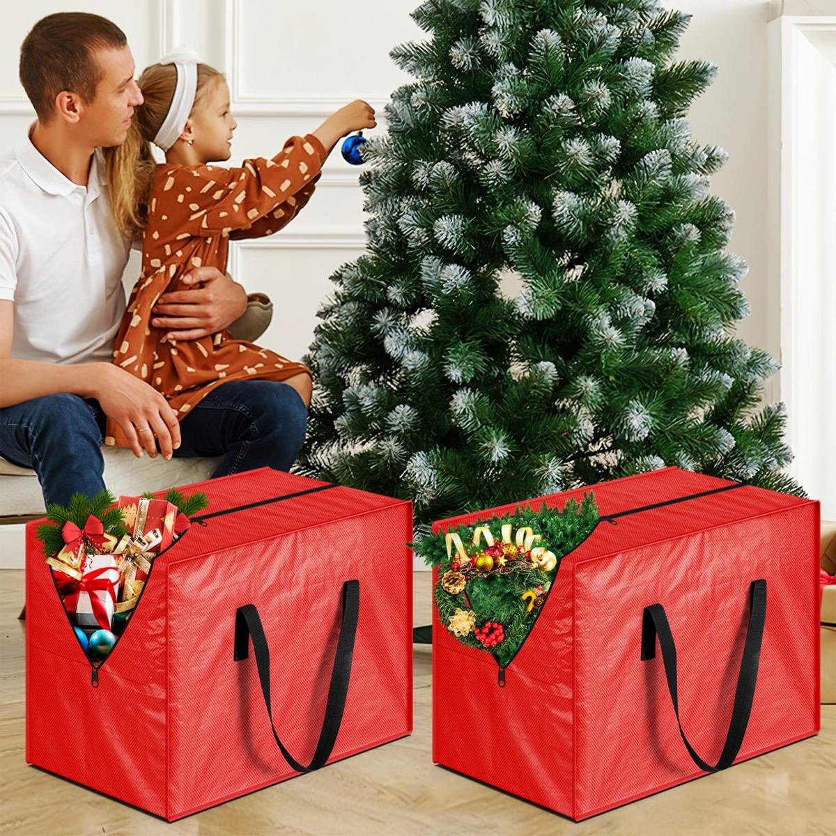VINSANI 3pc RED XMAS STORAGE BAGS 1010449