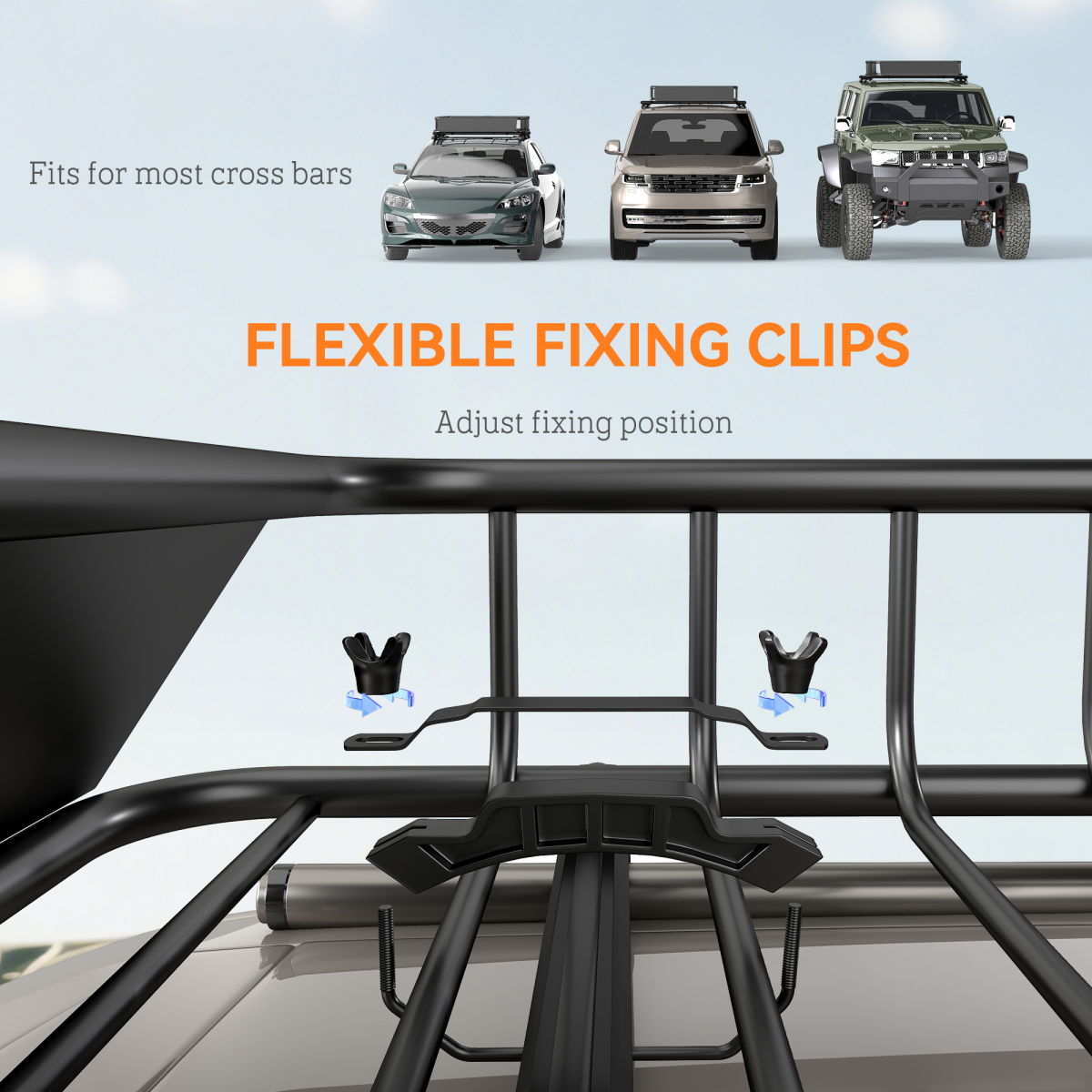 HOMCOM 90.7 kg Universal Roof Rack Basket, Steel Car Rooftop Luggage Holder