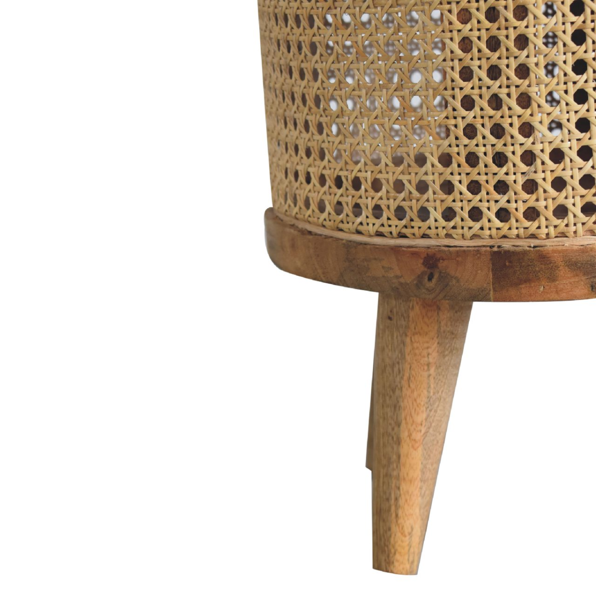 Artisan Furniture Solid Mango Wood Cream Boucle Larissa Footstool