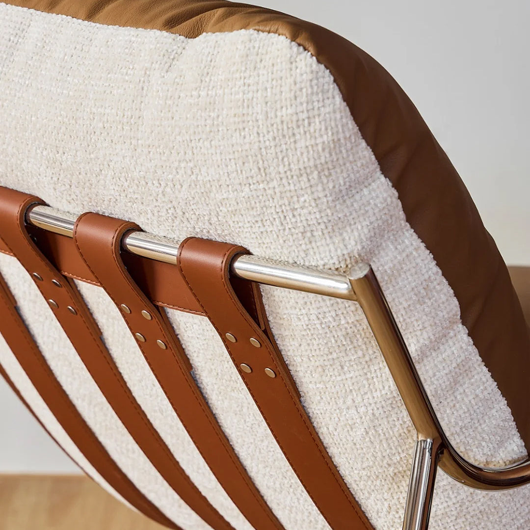 Prasad Lounge Chair Armchair With Ottoman, Real Leather
