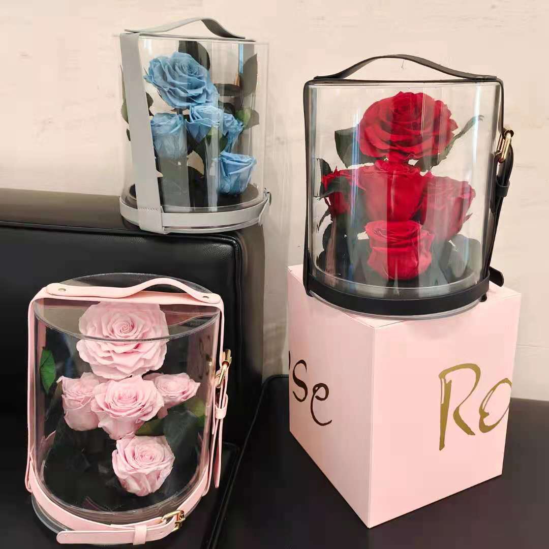 Round Valentine's Day Gift Acrylic Secret Garden Red Rose Everlasting Flower