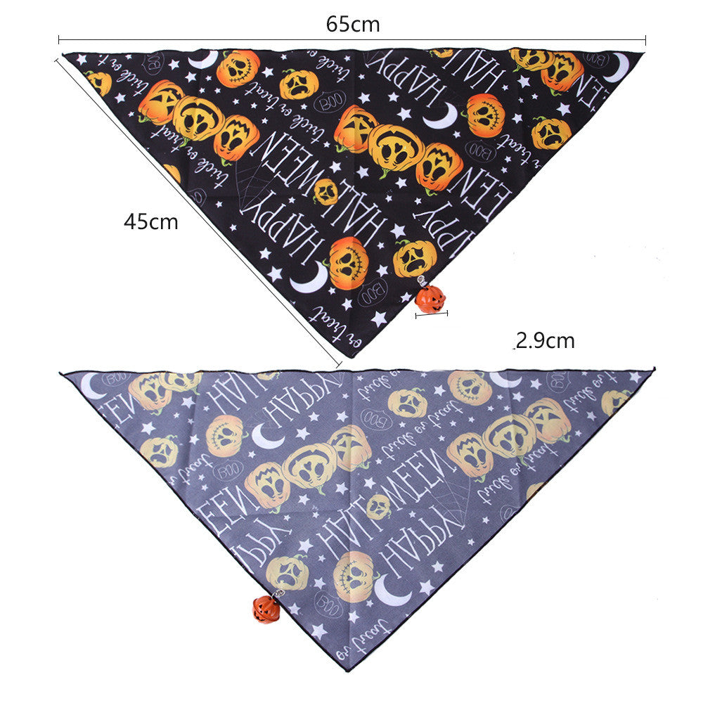 Pet Dog And Cat Halloween Print Triangle Saliva Towel