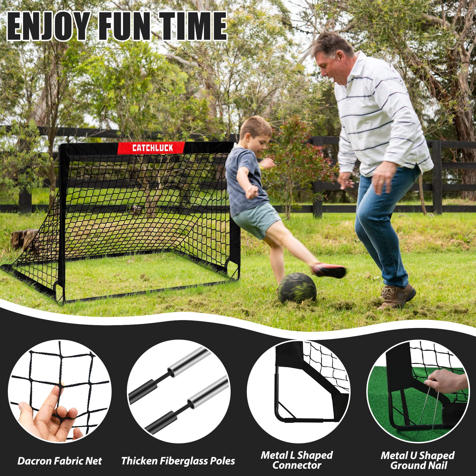 CATCHLUCK Football Goals for Kids Goals Foldable Football Nets for the Garden Pop Up Outdoor Goal Post Indoor Goal with Carry Bag