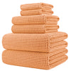 POLYTE Microfibre Oversize, 76 x 152 cm, Quick Dry Lint Free Bath Towel Set, 6 Piece (Orange, Waffle Weave)