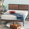 Zinus Mory Metal and Wood Bed Frame with Split Headboard | Single 90x190 cm | 30 cm High | Wood Slat Support | For Adults, Kids, Teenagers | Easy