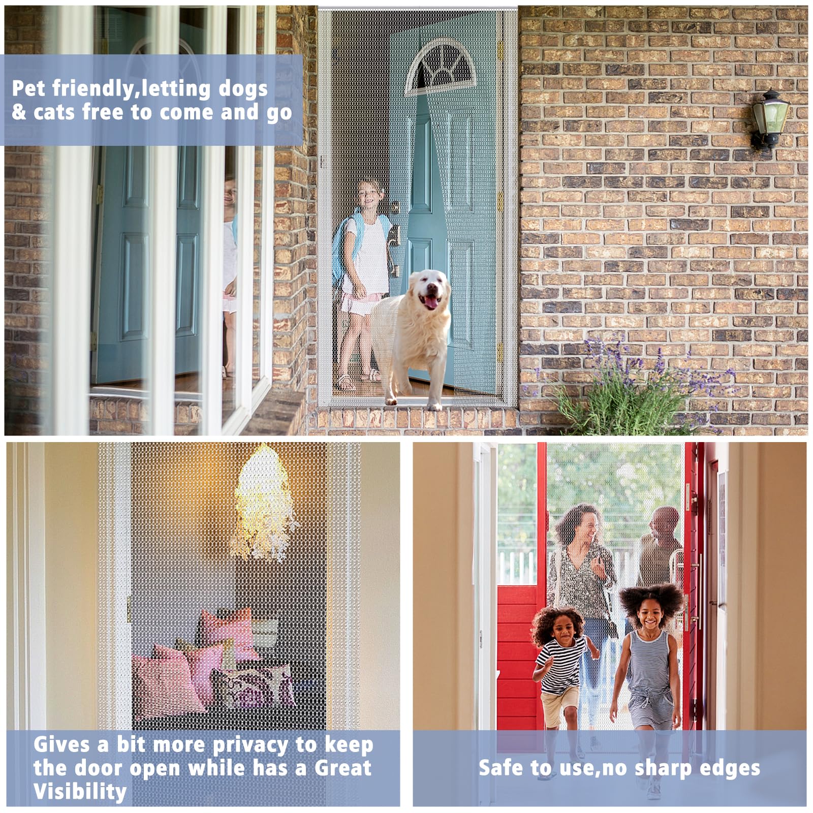 VerRich Silver Chain Curtain Door Fly Screens 80 x 200cm Aluminium Insect Screen for doorways