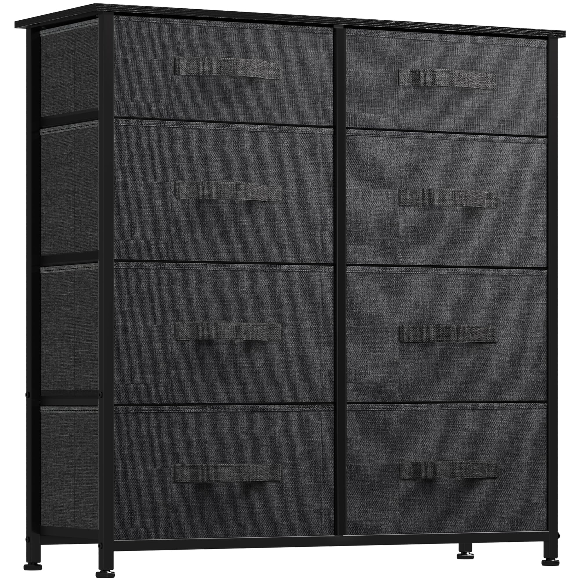 YITAHOME Chest of Drawers with 8 Drawers, Fabric Drawers Cabinet with Easy Pull Handle,Sturdy Steel Frame,Storage Drawers for Bedroom, Closet,Dark
