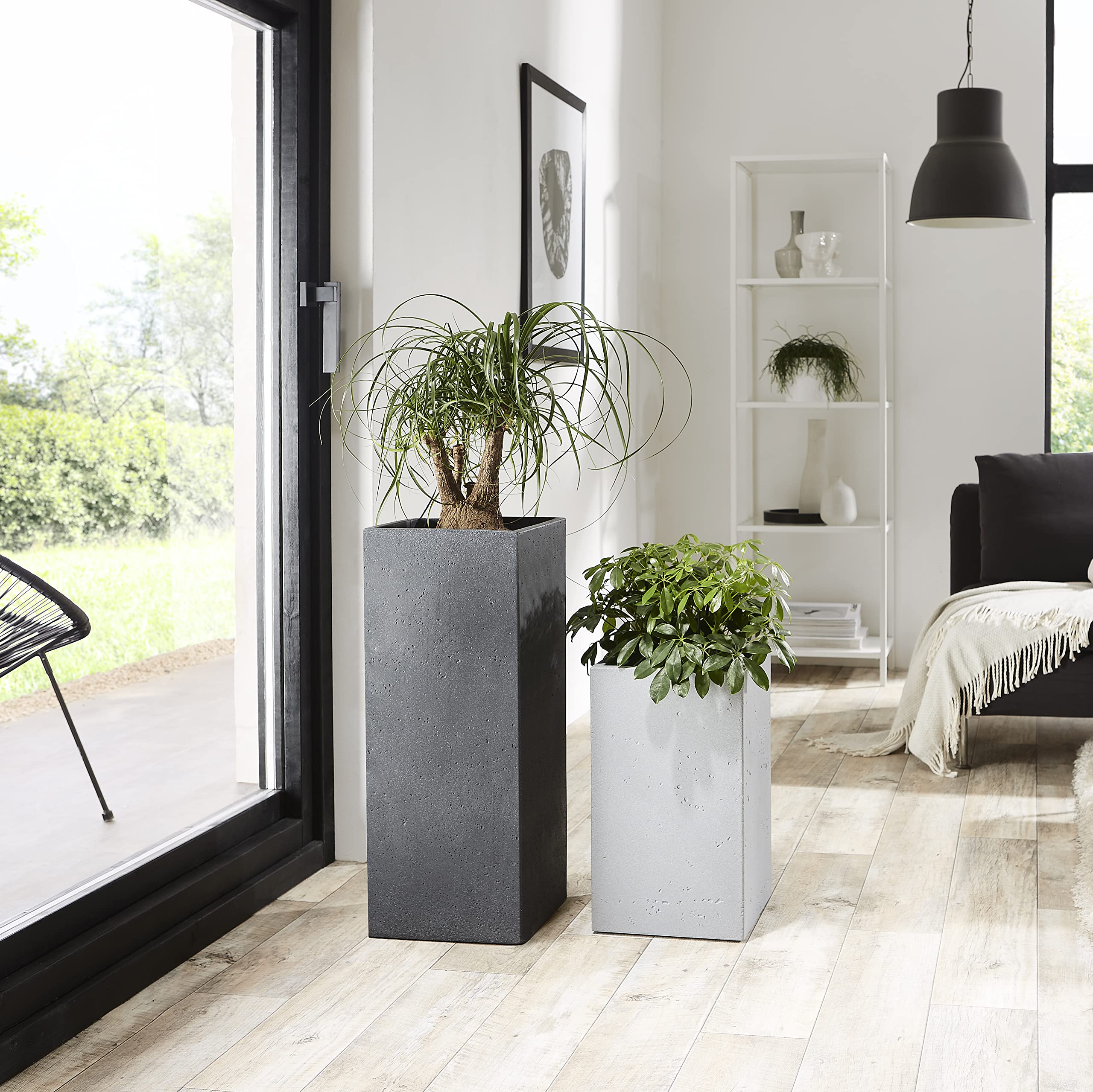 Scheurich Planter, Stony Black, 26 x 26 x 70 cm