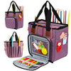 JOZEA Large Knitting Tote Bag, Normal Capacity Knitting Projects Organizer for Yarns, Crochet Hooks, Knitting Needles (Purple)