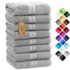 NatureMark 8 Hand Towels Set - 100% Cotton - Soft and Absorbent Bathroom Towels, Durable and Comfortable, Size 50 x 100 cm, Silver Grey