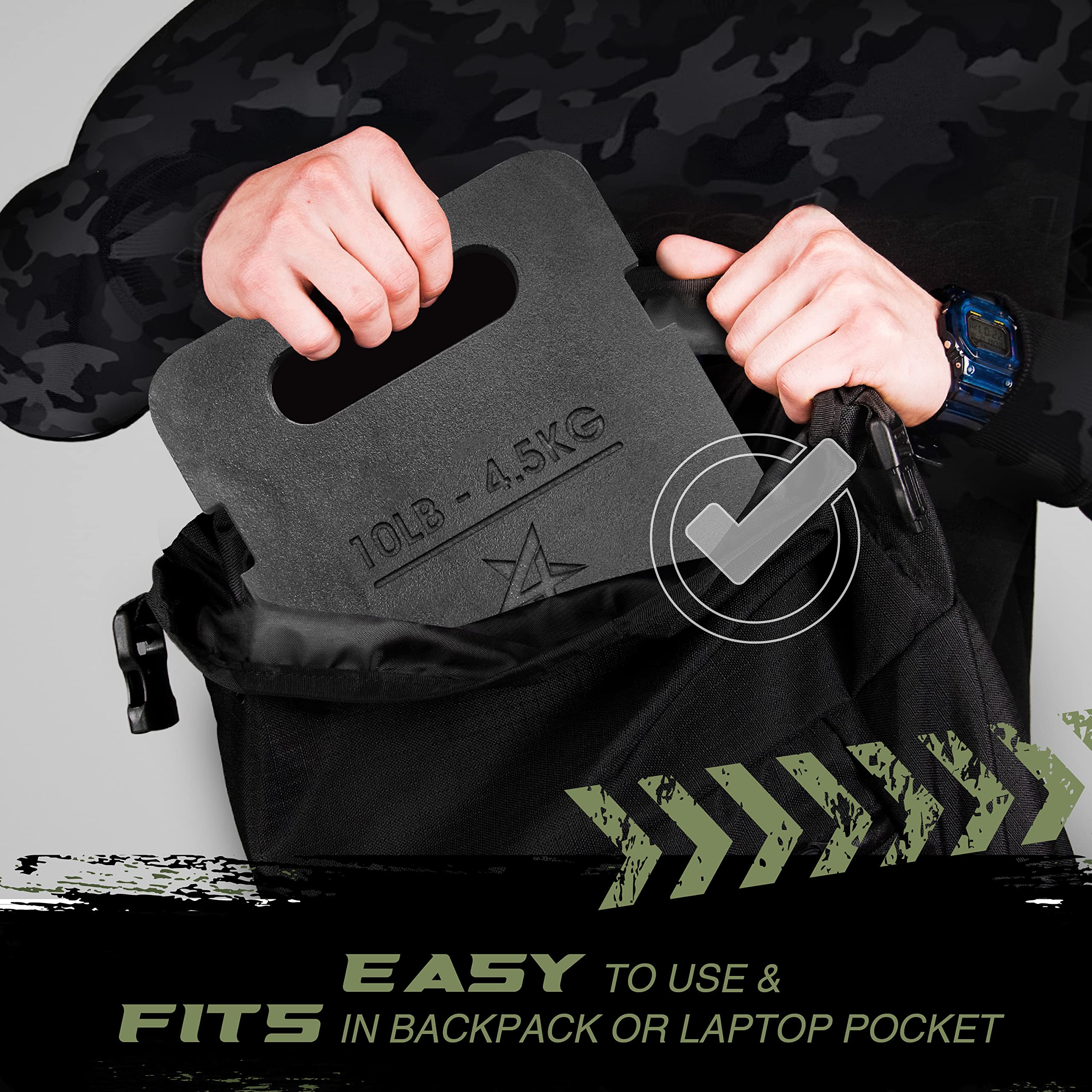 Yes4All L329 Cast Iron Rucking Weight Plate for Backpack, 4,5 KG | 10 POUND, Black