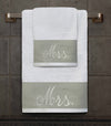 Premium Hotel & Spa Mrs 2 Piece Towel Set - Perfect for Wedding, Anniversary, Engagement - 1 Bath and 1 Hand Towel 100% Cotton Luxurious Embroidered
