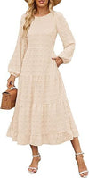 Autumn Long Sleeve Dress Casual Round Neck