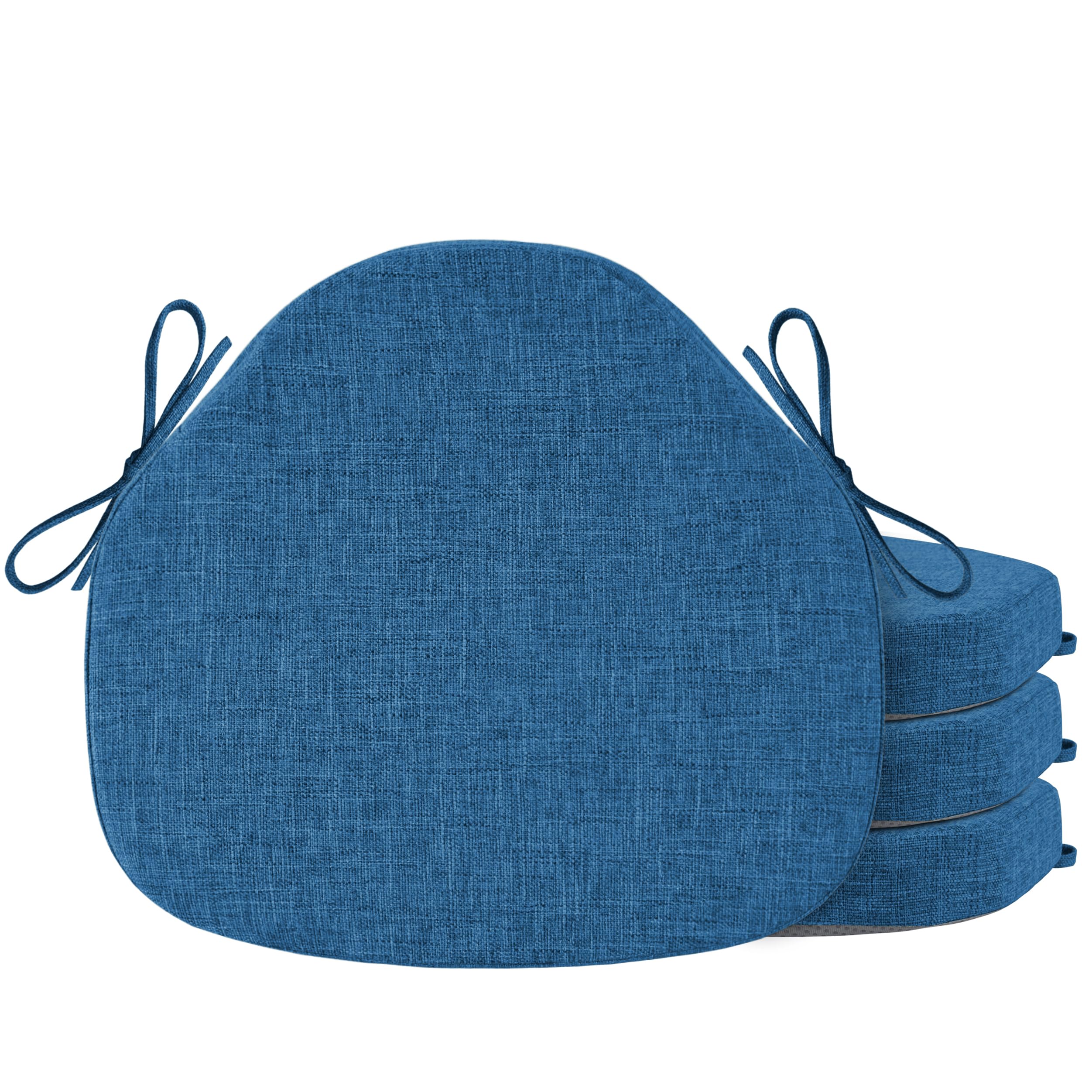 OVOV Chair Cushions for Dining Chairs Set of 4 Windsor Seat Cushion for Kitchen Room Chair Thick Textured Chair Pads with Ties and Non-Slip