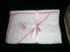 baby girl white pink gingham edged embroided fairy mottif hooded towel size30"x30"