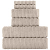 BERIBO Turkish Towel Set 100% Cotton (Cloud) 6 Pieces, 620gsm (Beige)